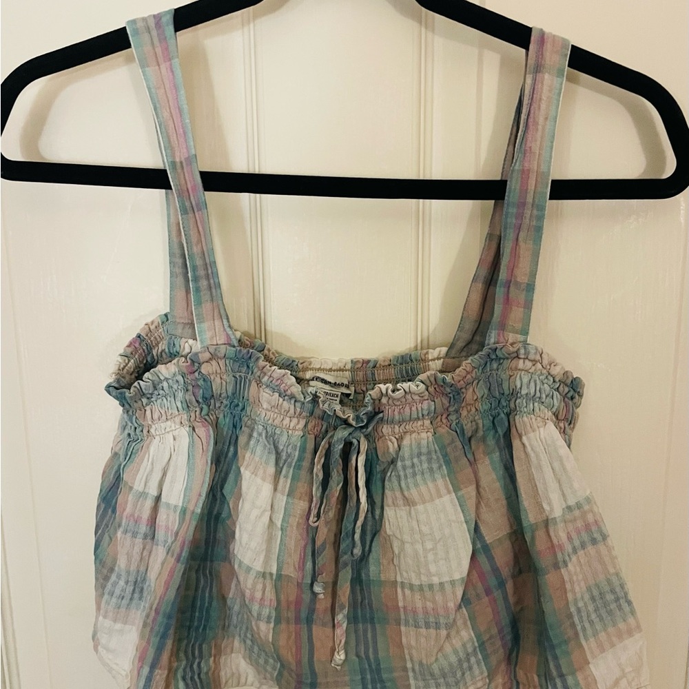 American Eagle Babydoll Top Multi Plaid Color Size XS